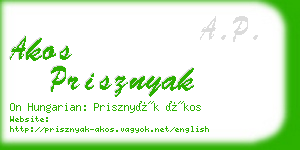 akos prisznyak business card